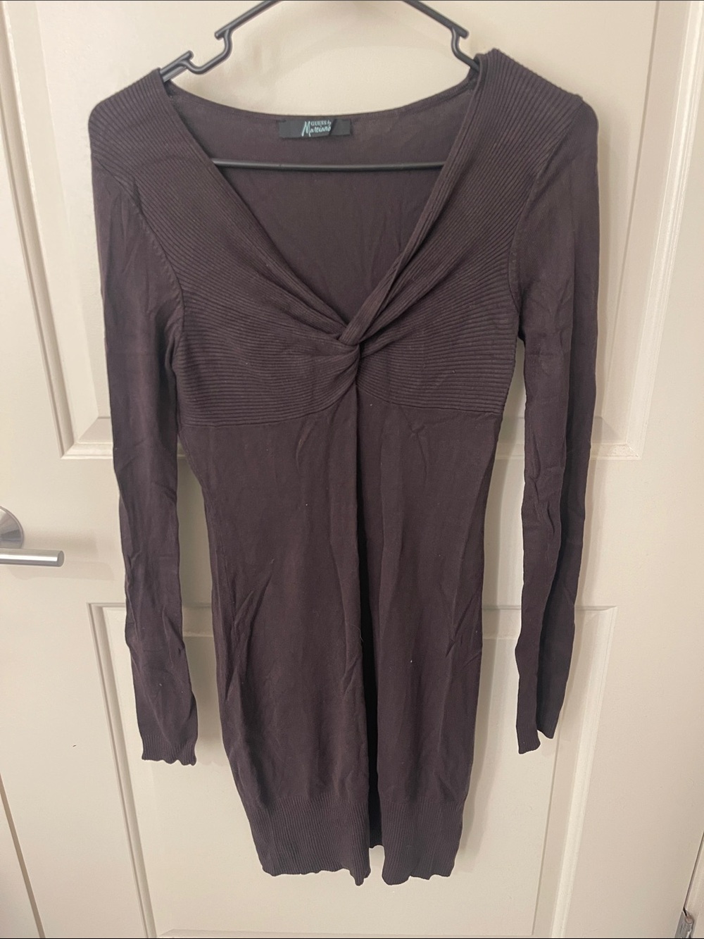 Guess by Marciano Brown Twist-Front Knit Top